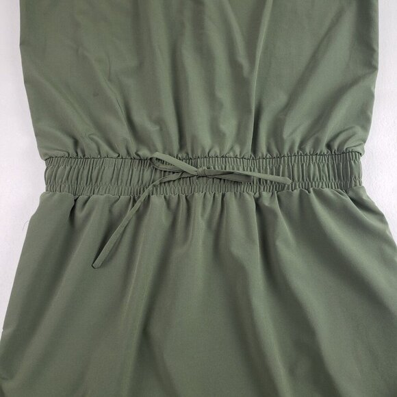 Albion Going Places Drawstring Dress Women Medium Green Cap Sleeve Pockets Nylon - Picture 6 of 12